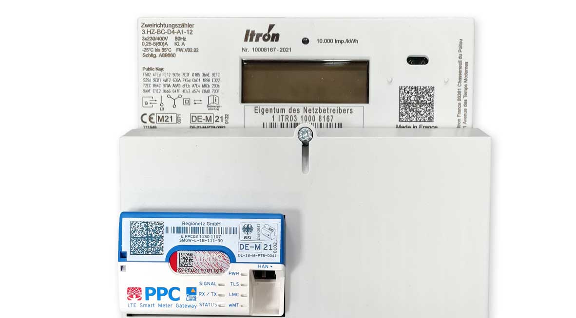 Foto eines Stromzählers, welcher als Intelligente Messsystem (iMSys) gilt